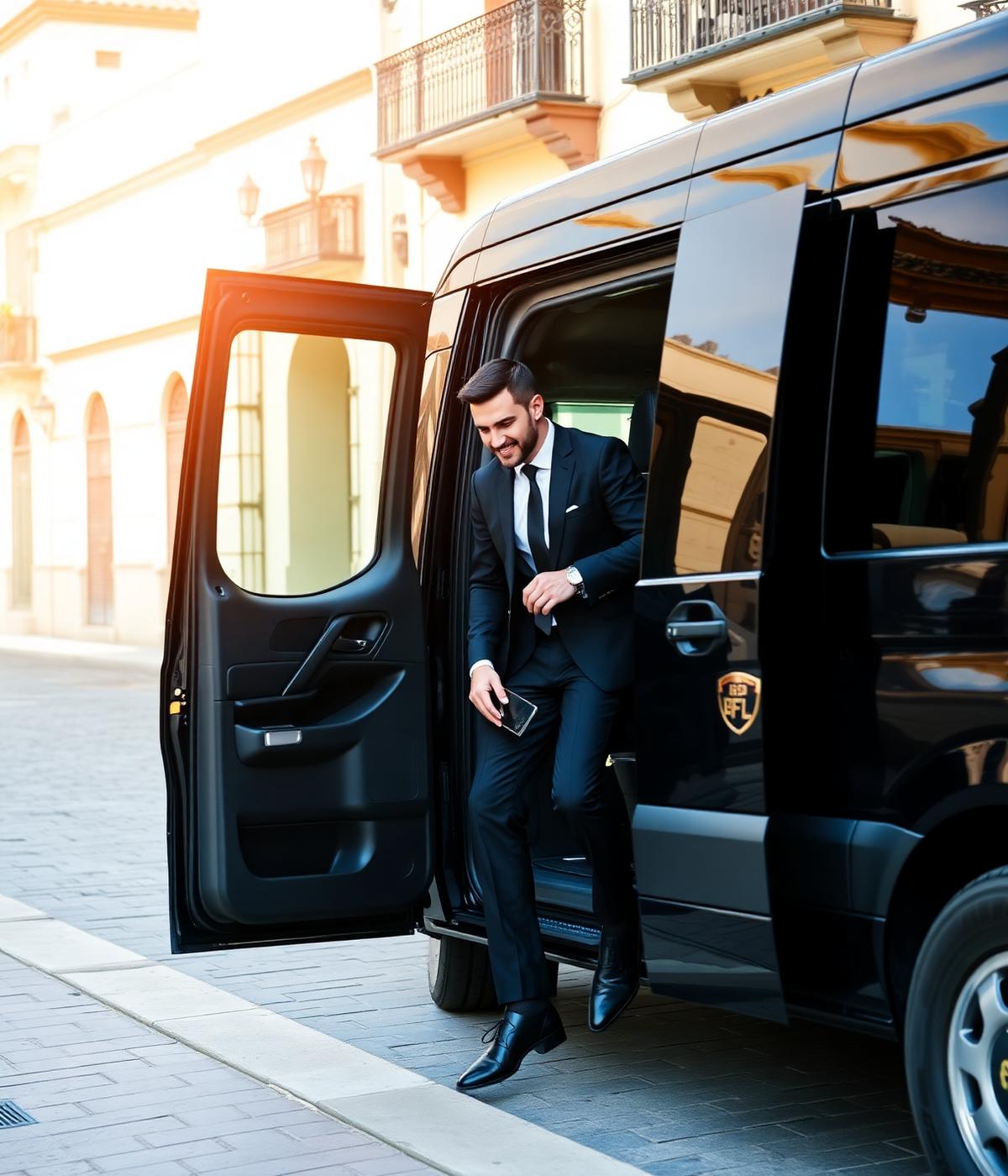 Professional chauffeur welcoming a guest in Mexico
